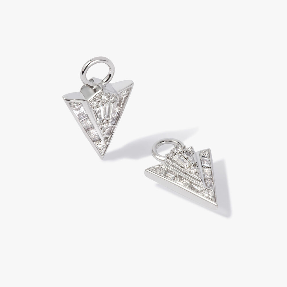 Deco 18ct White Gold Diamond Arrow Earring Drops | Annoushka jewelley